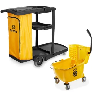 Commercial Housekeeping Caddy & Commercial Mop Bucket, 26 Qt. Yellow