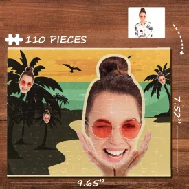 Custom Face Tree Rectangle Jigsaw Puzzle Best Indoor Gifts 110 Pieces