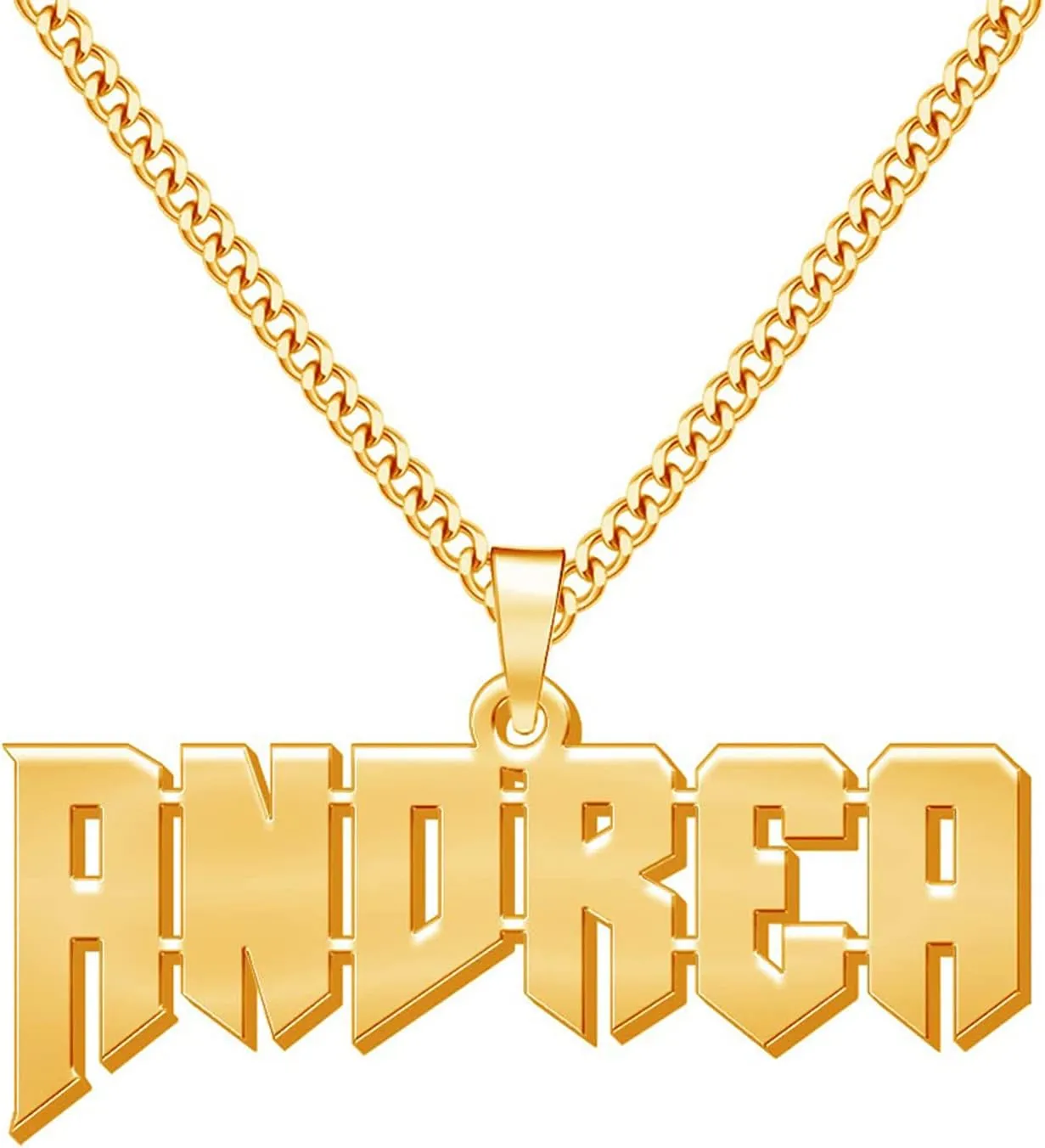 Custom Name Necklace for Men Personalized 18K Gold Plated Necklace with Curb/Figaro Chain Customized Jewelry Gifts for Him