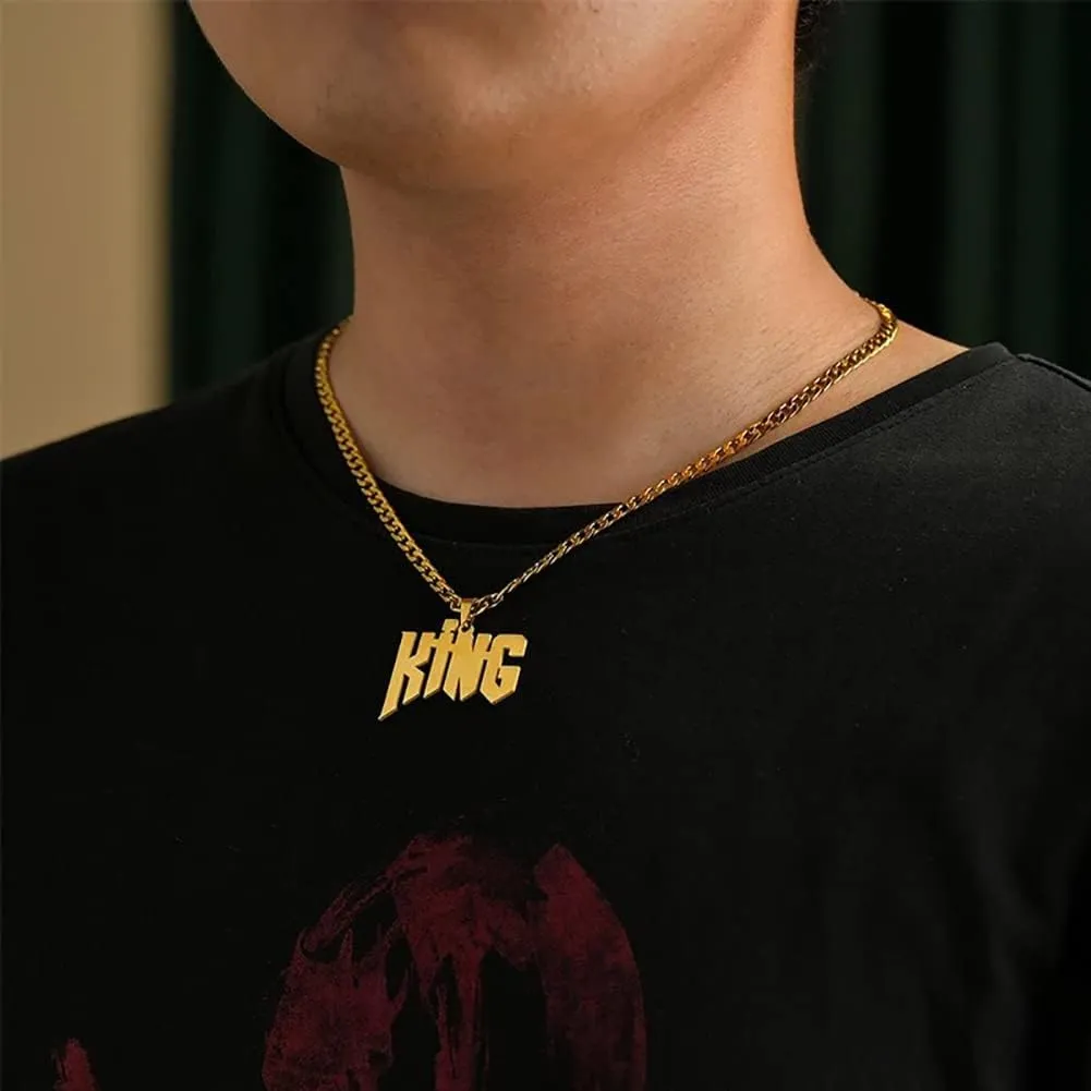 Custom Name Necklace for Men Personalized 18K Gold Plated Necklace with Curb/Figaro Chain Customized Jewelry Gifts for Him