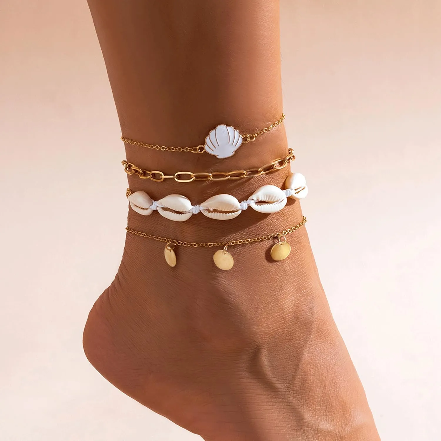 Dainty Pearl Anklet Bracelet Boho Pearl Layered Anklets Trendy Retro Pearl Ankle Bracelet Summer Beach Beaded Anklet Foot Jewelry for Women