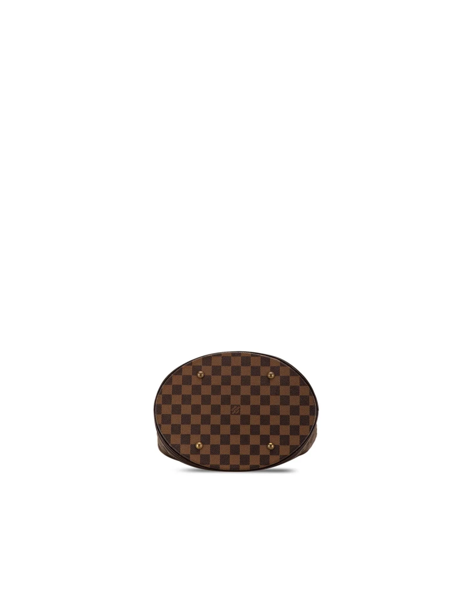 Damier Ebene Canvas Bucket Bag with Leather Trim