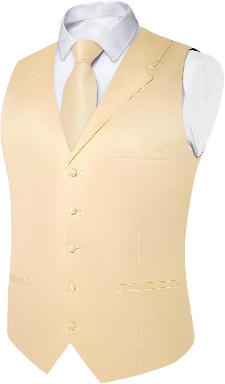 DiBanGu Formal Suit Vest Tie Set for Men Classic Solid Notch Lapel Dress Waistcoat Satin Vest Bowtie for Wedding Party