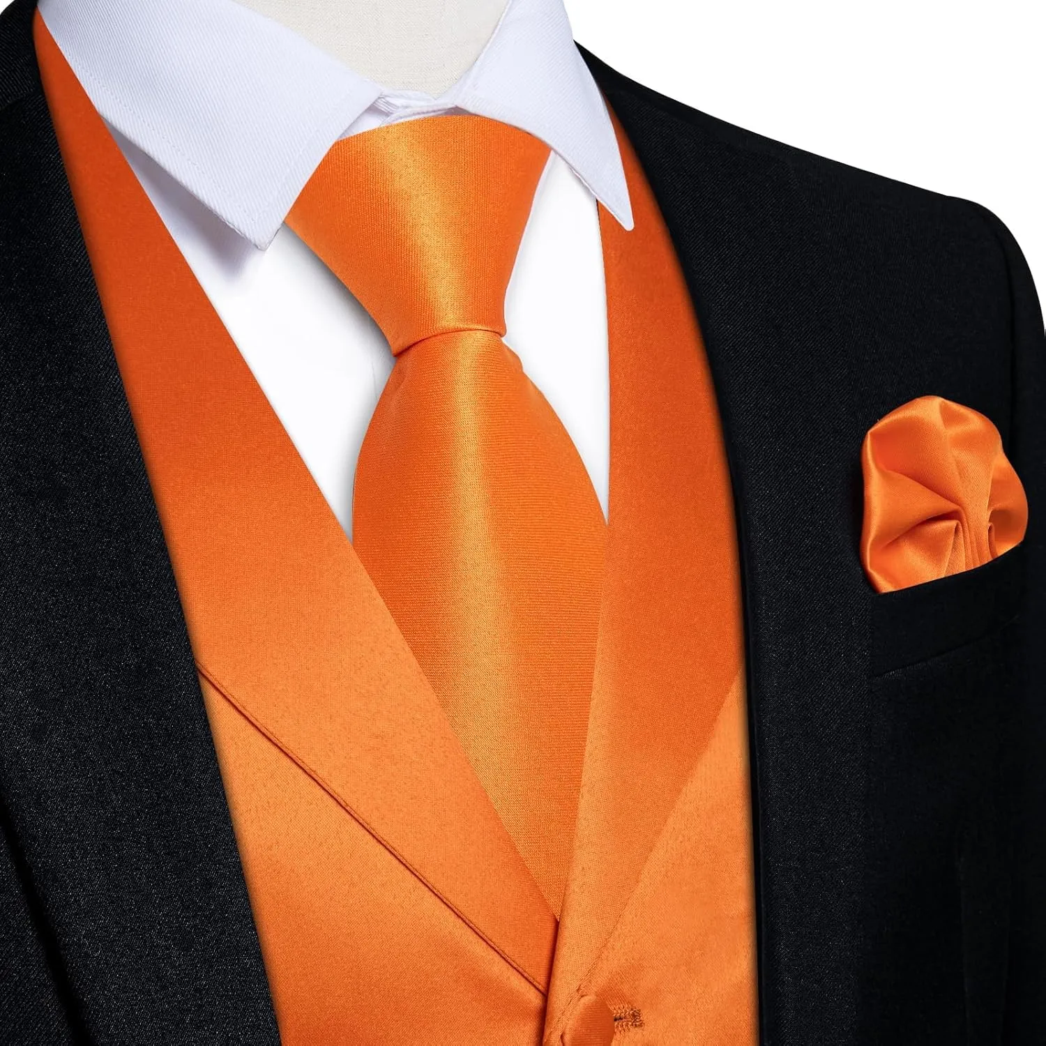 DiBanGu Formal Suit Vest Tie Set for Men Classic Solid Notch Lapel Dress Waistcoat Satin Vest Bowtie for Wedding Party