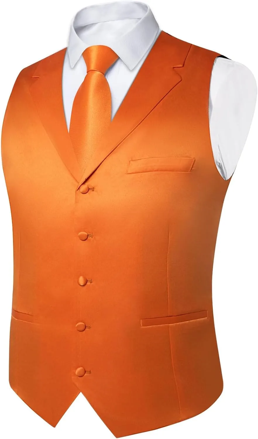 DiBanGu Formal Suit Vest Tie Set for Men Classic Solid Notch Lapel Dress Waistcoat Satin Vest Bowtie for Wedding Party
