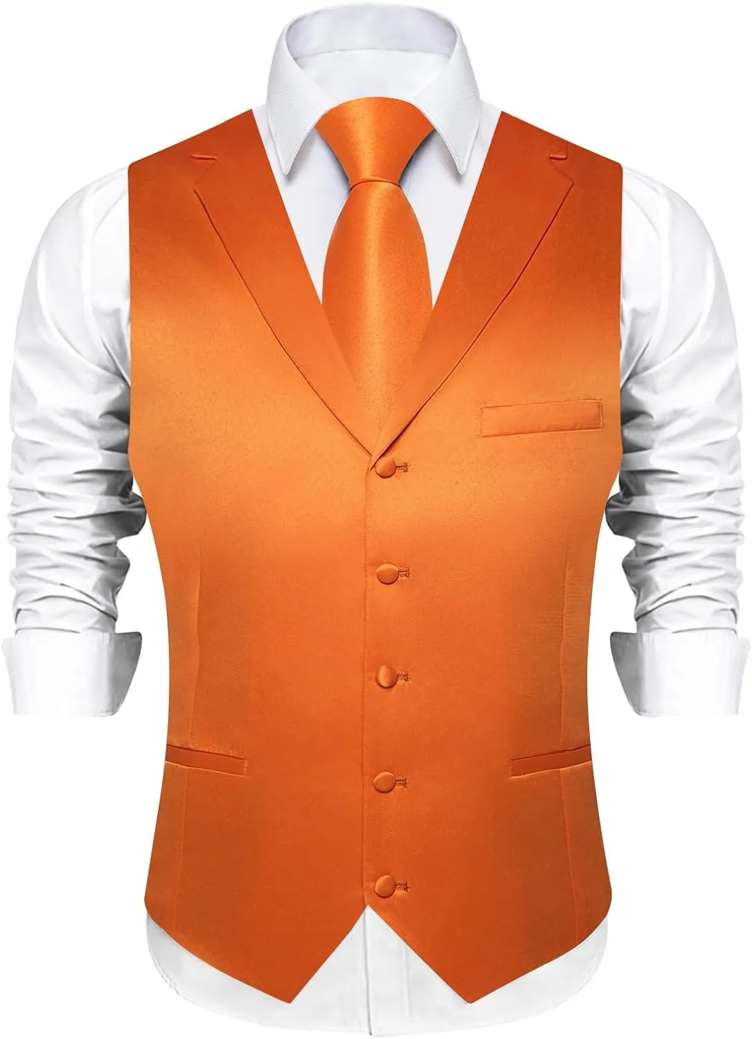 DiBanGu Formal Suit Vest Tie Set for Men Classic Solid Notch Lapel Dress Waistcoat Satin Vest Bowtie for Wedding Party