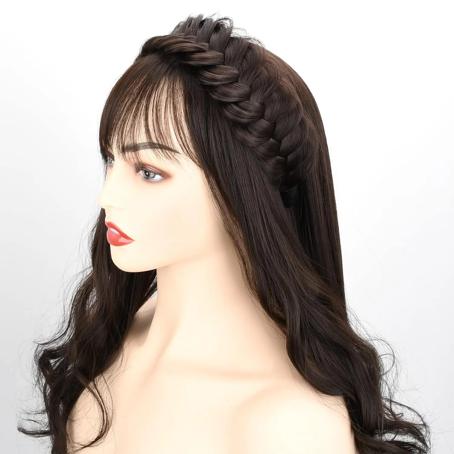 DIGUAN Wide Messy Braided Headband With Teeth Synthetic Hair Plaited Headband High Elasticity Braids Chunky Fishtail Braided Hair Band Hairpiece for Girls Women Beauty Accessory (Caramel Blonde)