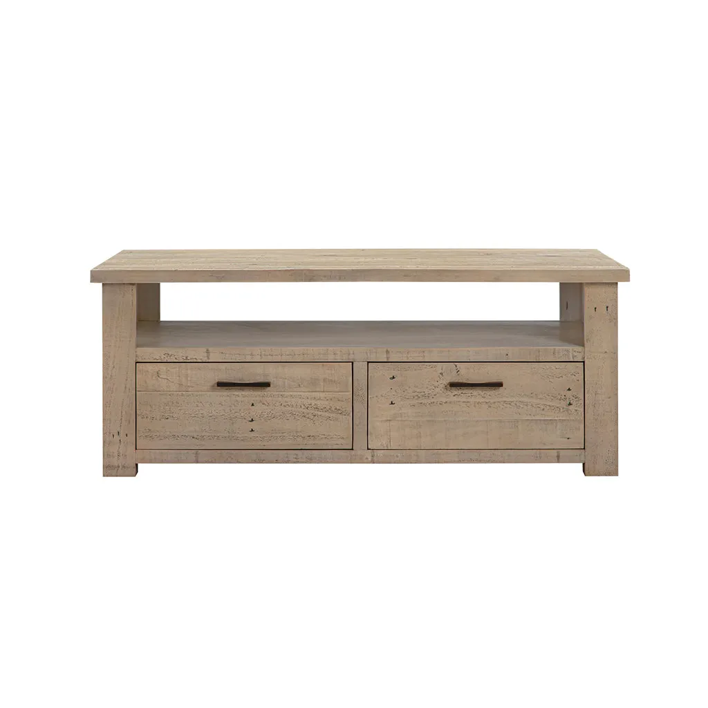 Distressed Pine Coffee Table Media Unit
