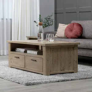 Distressed Pine Coffee Table Media Unit