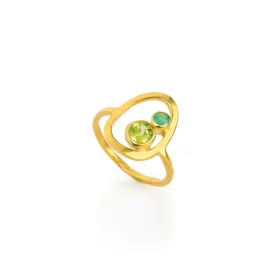 Dual Birthstone Ring, Open Oval Ring, New Mom Ring