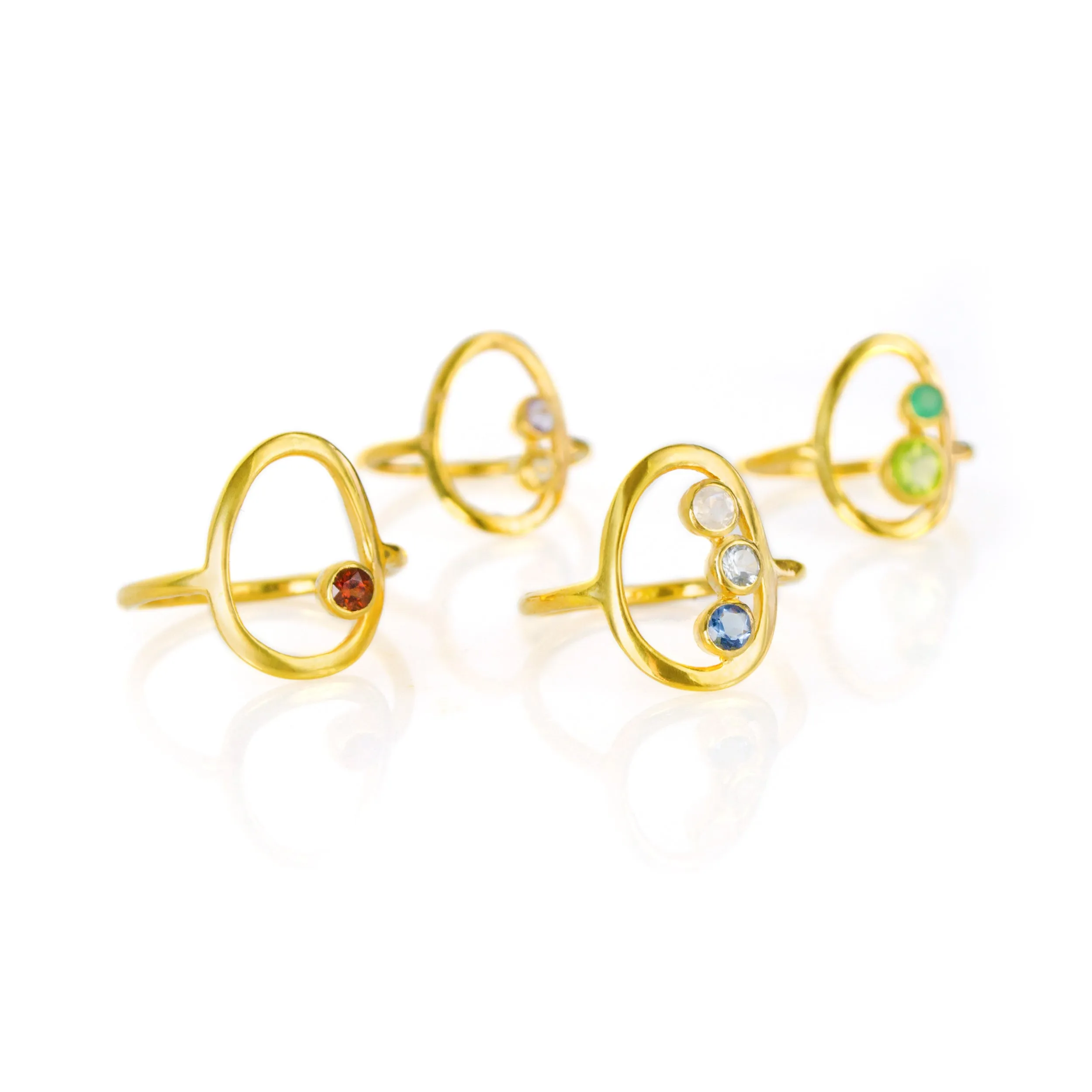 Dual Birthstone Ring, Open Oval Ring, New Mom Ring