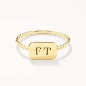 Engravable Rectangle Ring in 10k Gold