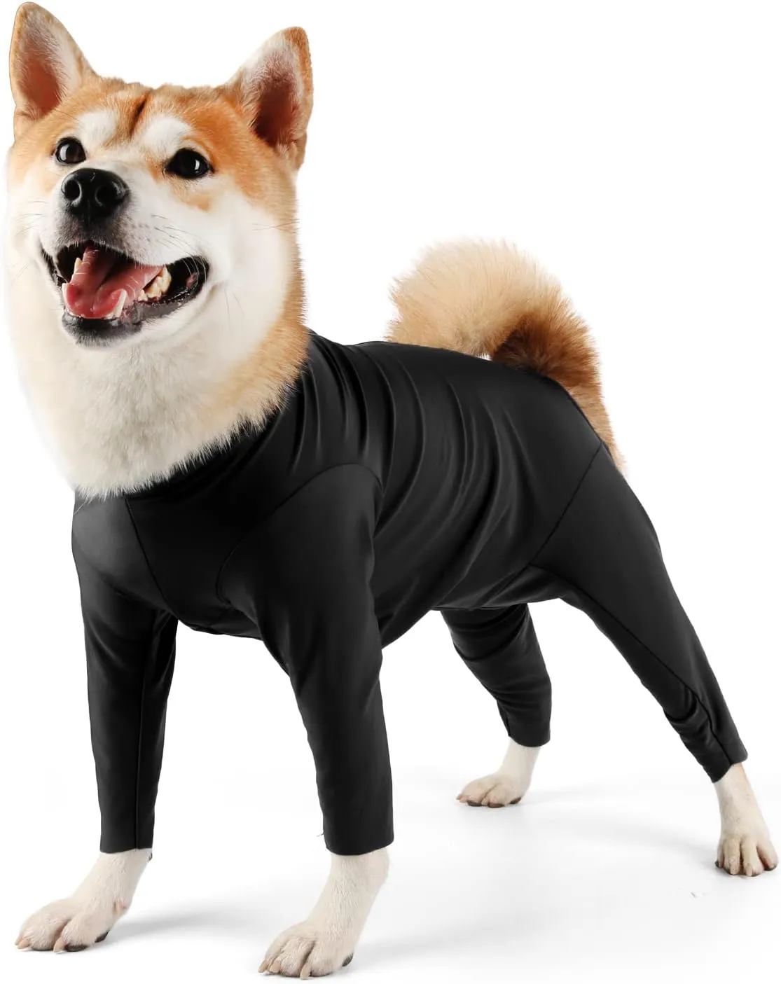 Etdane Dog Onesie for After Surgery Pet Surgical Recovery Suit Anti Shedding Bodysuit Long Sleeve Claming Pajamas with Legs for Female Male Dog (XXX-Large, Black)