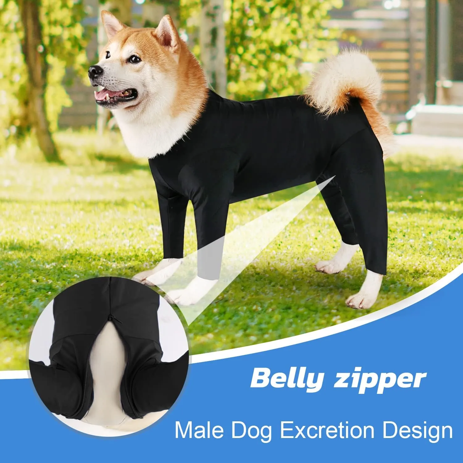 Etdane Dog Onesie for After Surgery Pet Surgical Recovery Suit Anti Shedding Bodysuit Long Sleeve Claming Pajamas with Legs for Female Male Dog (XXX-Large, Black)