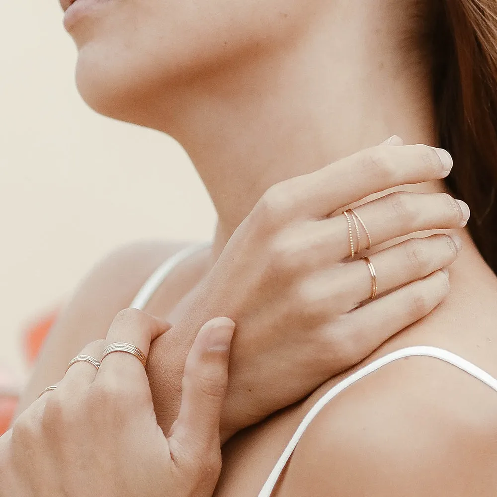Faceted Bead Chain Ring - Solid 14kt