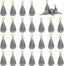 Fishing Weights Sinkers, 25pcs Bass Casting Sinker Weights Bell Sinkers Drop Shot Weights with Brass Swivels Catfish Weights Sinkers for Saltwater Freshwater Assorted Sizes