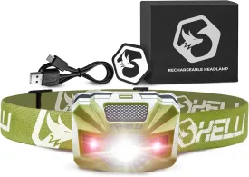 Foxelli Rechargeable LED Headlamp  Ultralight, Waterproof, and USB Rechargeable Headlamp with Red Light for Running, Camping, Hiking & Outdoors