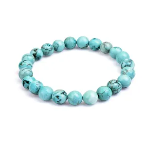 Gemstone Beaded Stretchy Bracelet for Women and Men | Women's Handmade 8mm Natural Blue Turquoise Bracelet