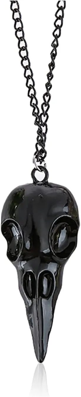 GIGB PBDK Halloween Punk Crow Skull Necklace for Women Men Halloween Party Jewelry Vintage Gothic Animal Bird Skull Pendant Necklace