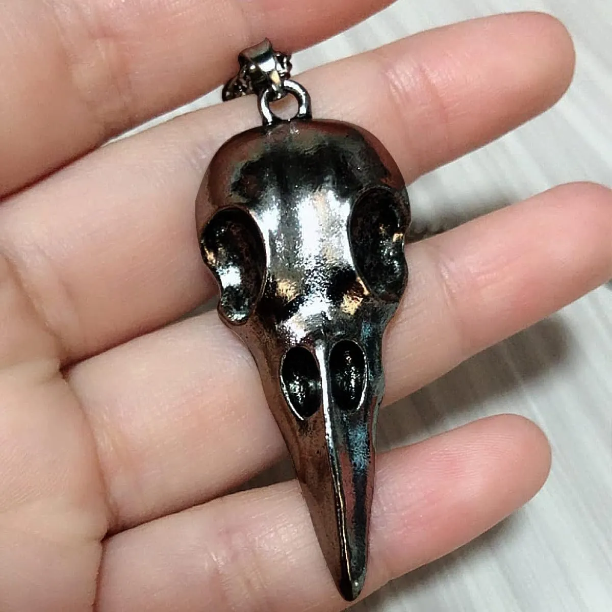 GIGB PBDK Halloween Punk Crow Skull Necklace for Women Men Halloween Party Jewelry Vintage Gothic Animal Bird Skull Pendant Necklace