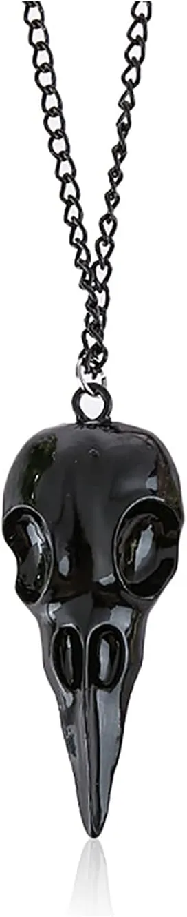 GIGB PBDK Halloween Punk Crow Skull Necklace for Women Men Halloween Party Jewelry Vintage Gothic Animal Bird Skull Pendant Necklace