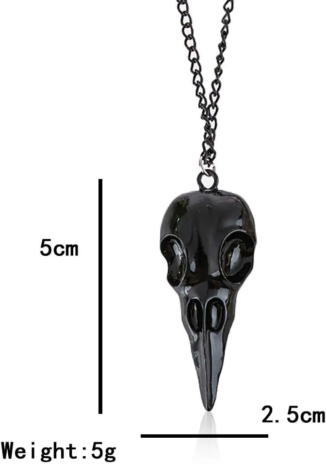 GIGB PBDK Halloween Punk Crow Skull Necklace for Women Men Halloween Party Jewelry Vintage Gothic Animal Bird Skull Pendant Necklace