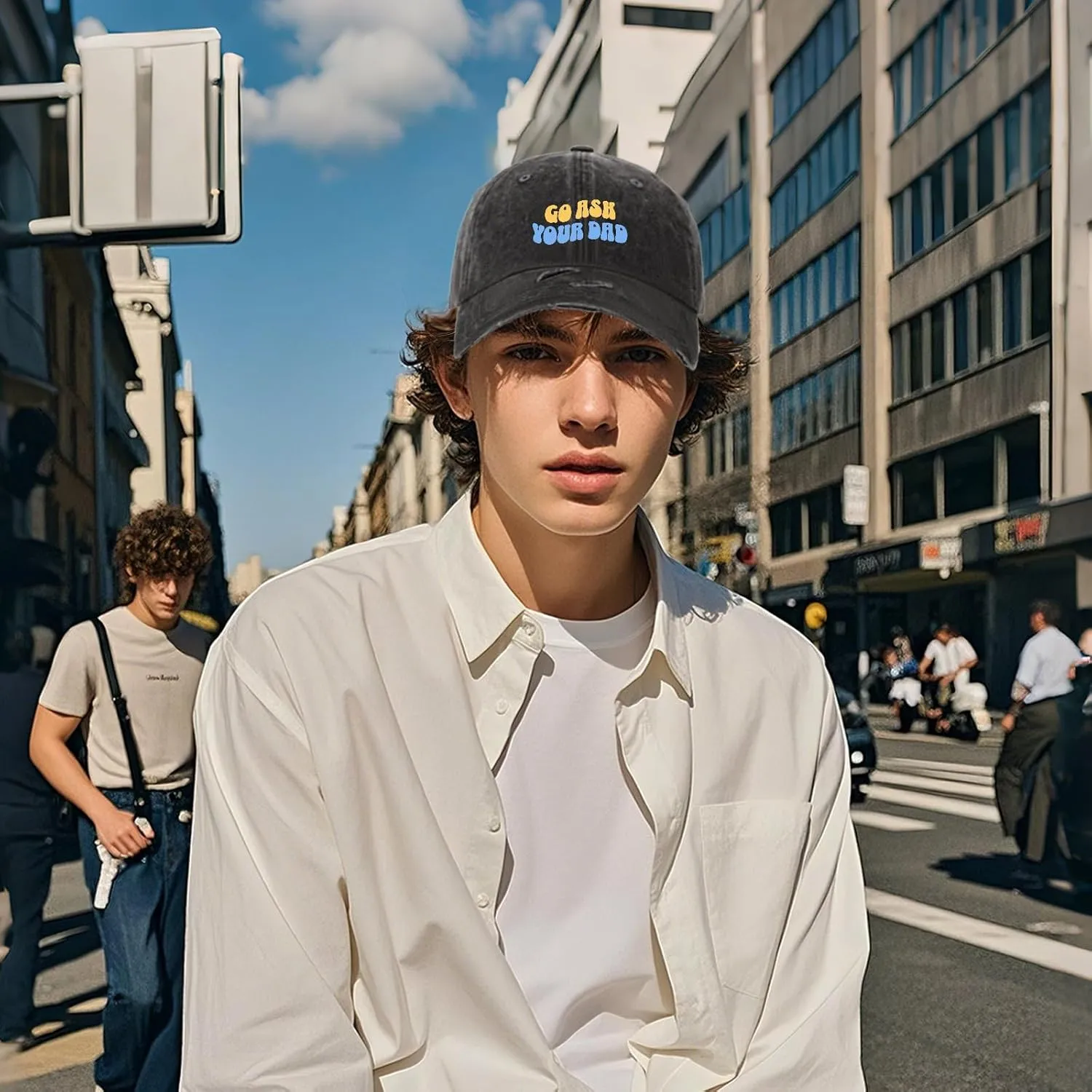 Go Ask Your Dad Hats for Men Washed Distressed Baseball Caps Vintage Washed Ball Cap Light Weight