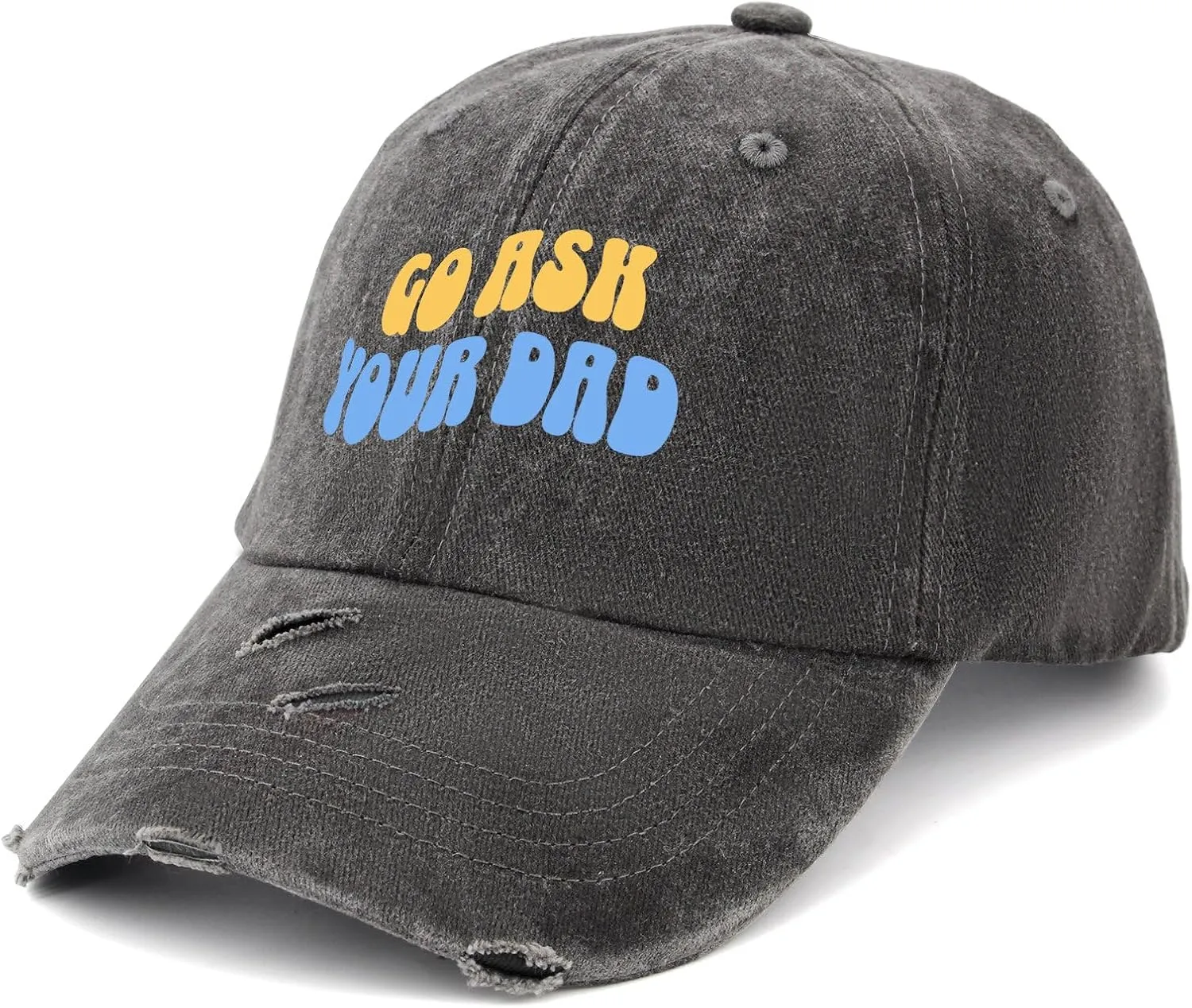 Go Ask Your Dad Hats for Men Washed Distressed Baseball Caps Vintage Washed Ball Cap Light Weight