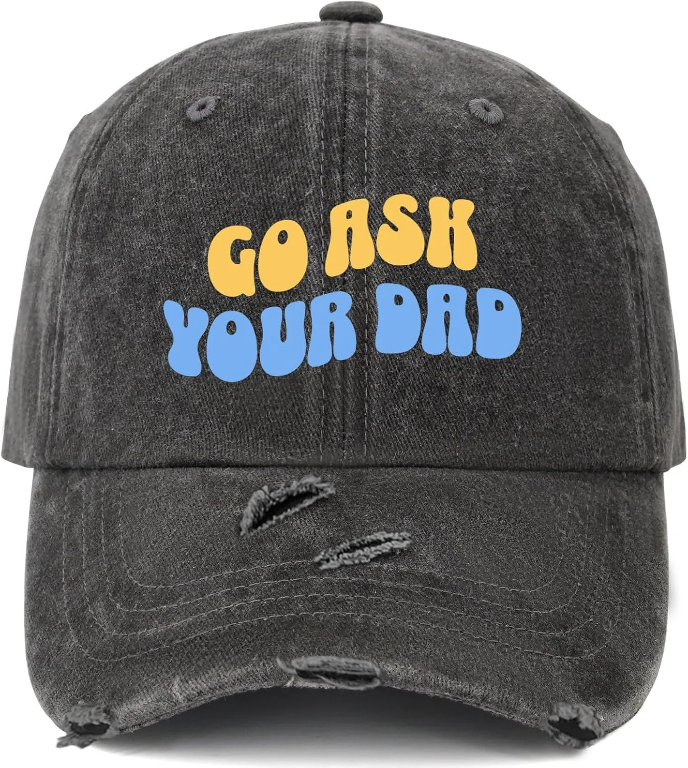 Go Ask Your Dad Hats for Men Washed Distressed Baseball Caps Vintage Washed Ball Cap Light Weight