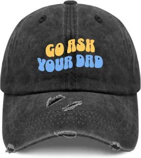 Go Ask Your Dad Hats for Men Washed Distressed Baseball Caps Vintage Washed Ball Cap Light Weight