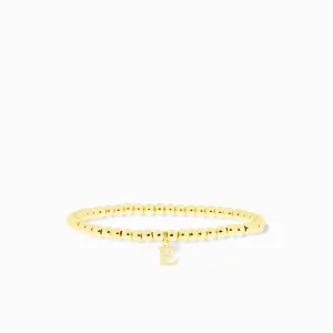 gold brass initial charm ball bracelet
