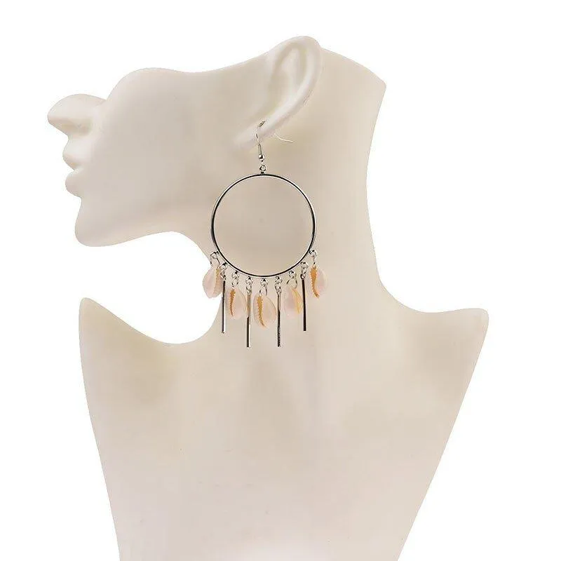 Gold Chandelier Hoop Earrings with Puka Seashells