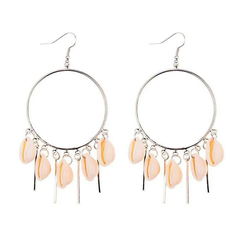 Gold Chandelier Hoop Earrings with Puka Seashells