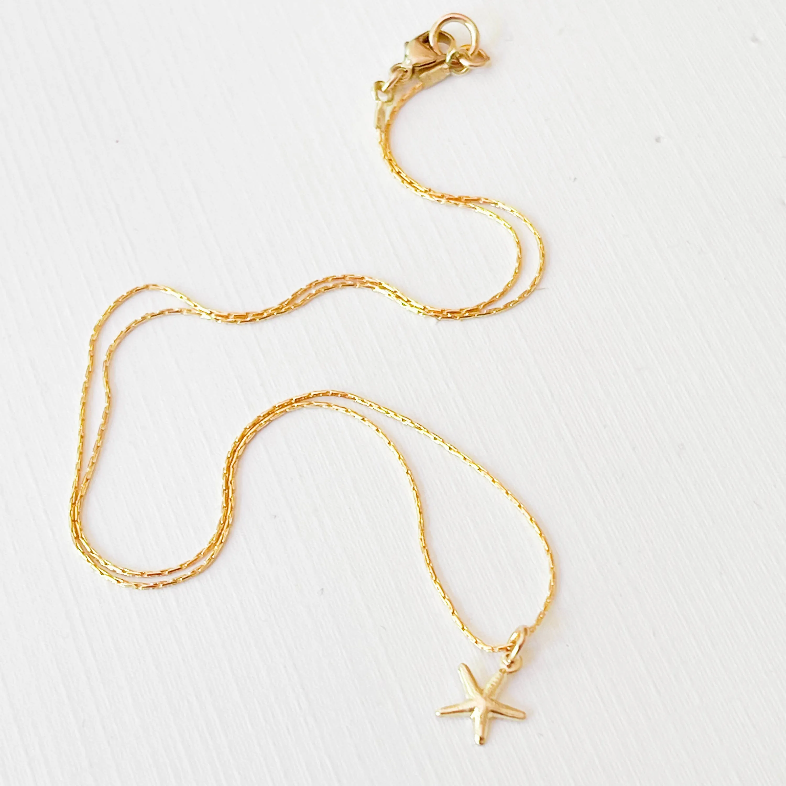 Gold Filled Charm Necklace with a Heart, Starfish or Sun  - WS