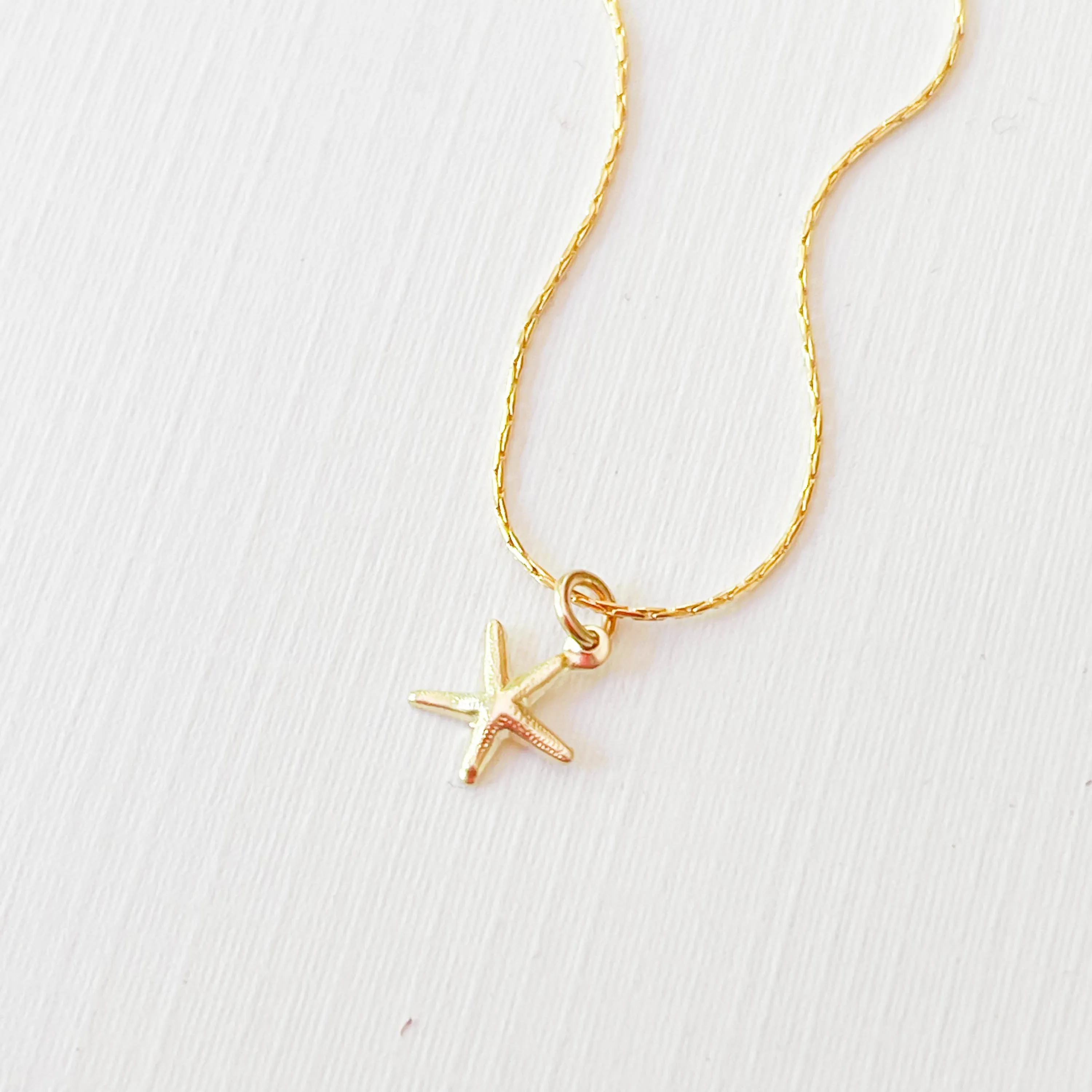 Gold Filled Charm Necklace with a Heart, Starfish or Sun  - WS
