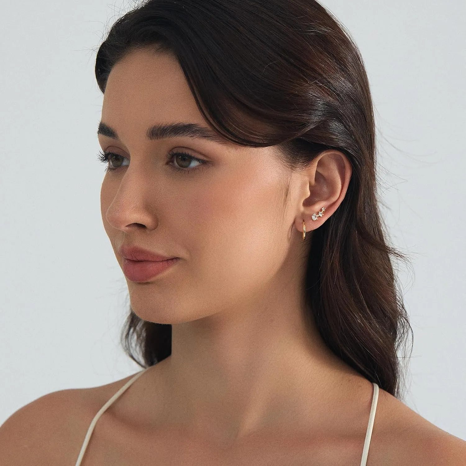 Gold Stud Earrings for Women, 6 Pairs 14K Hypoallergenic Cartilage Earrings for Multiple Piercing, Dainty Small Stackable Hoop Ball Earrings Set