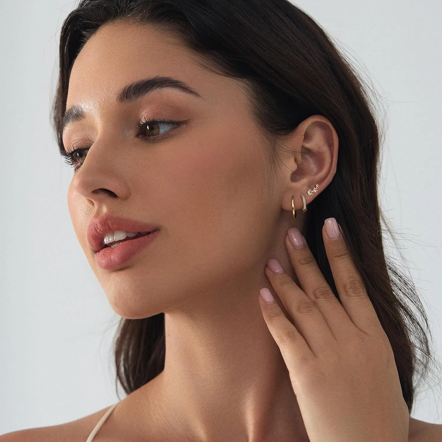 Gold Stud Earrings for Women, 6 Pairs 14K Hypoallergenic Cartilage Earrings for Multiple Piercing, Dainty Small Stackable Hoop Ball Earrings Set