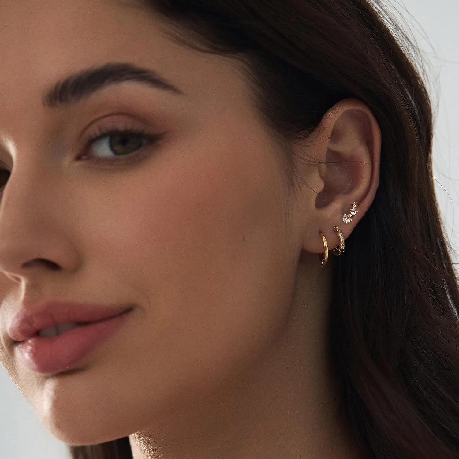 Gold Stud Earrings for Women, 6 Pairs 14K Hypoallergenic Cartilage Earrings for Multiple Piercing, Dainty Small Stackable Hoop Ball Earrings Set