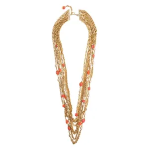 Gripoix Coral Beads Multi-chain Necklace