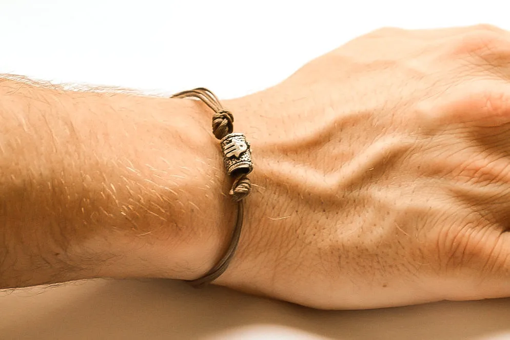 Hamsa bracelet for men, red string, Jewish gift for Israel, Hand and fish on silver bead