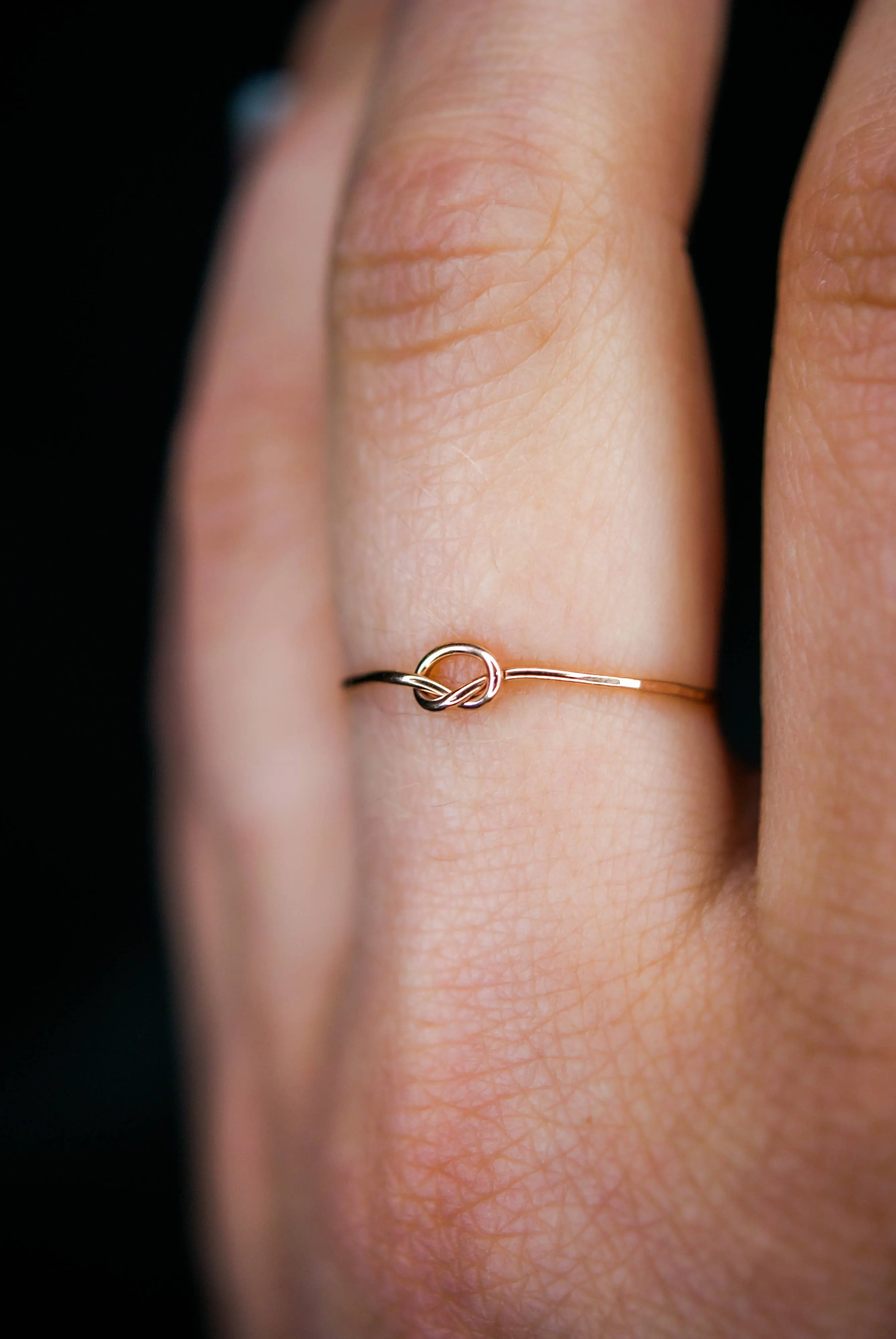 Hannah Naomi - Ultra Thin Open Knot Ring, 14K Rose Gold Fill