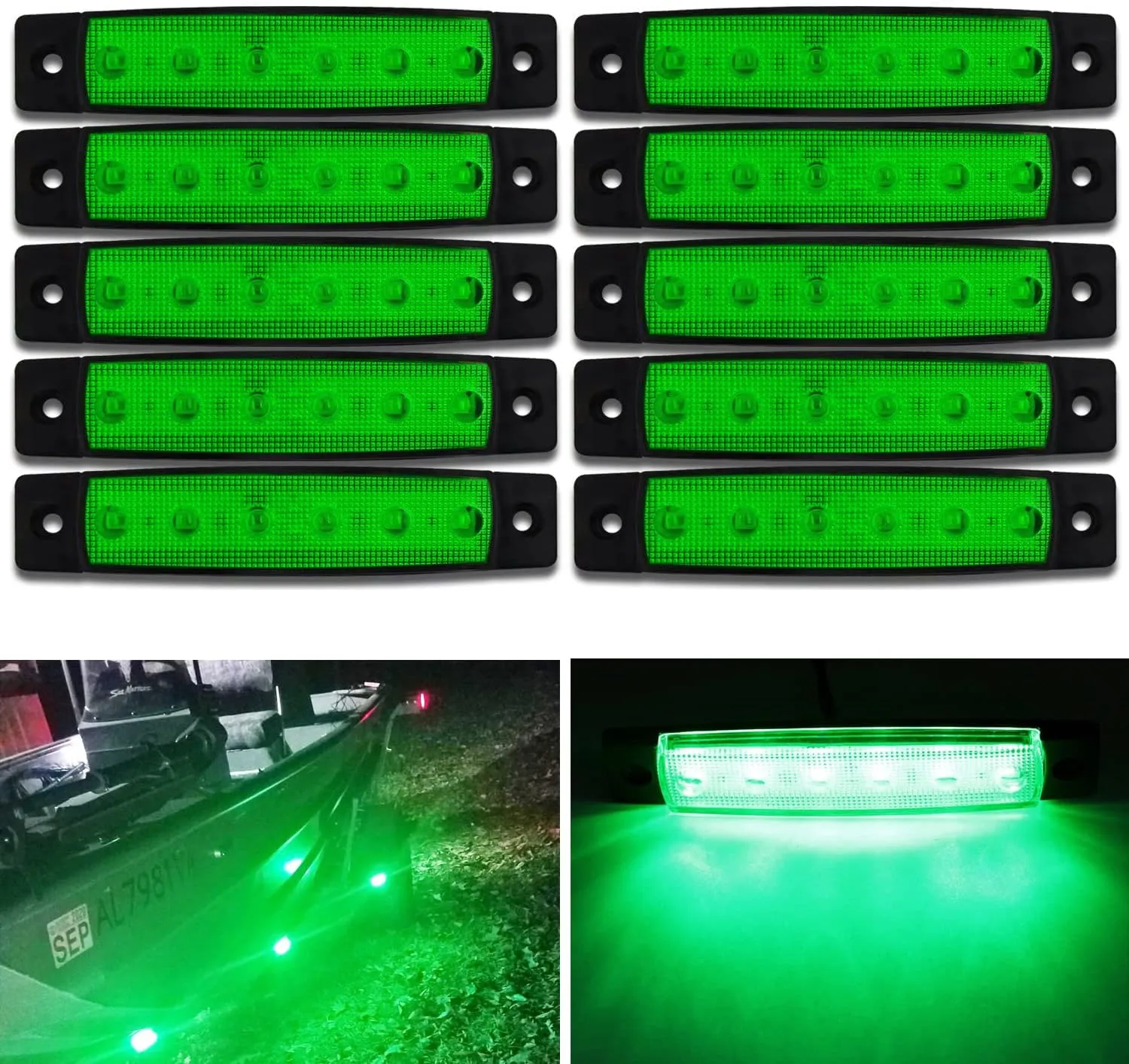 KEING 10 Pack Marine Boat LED Navigation Cabin Deck Courtesy Light Stern Transom Lights 12V for Boating Kayak Yacht, Dinghy, Sailboat, Pontoons, Freighters, Hovercrafts, Hunting & Fishing
