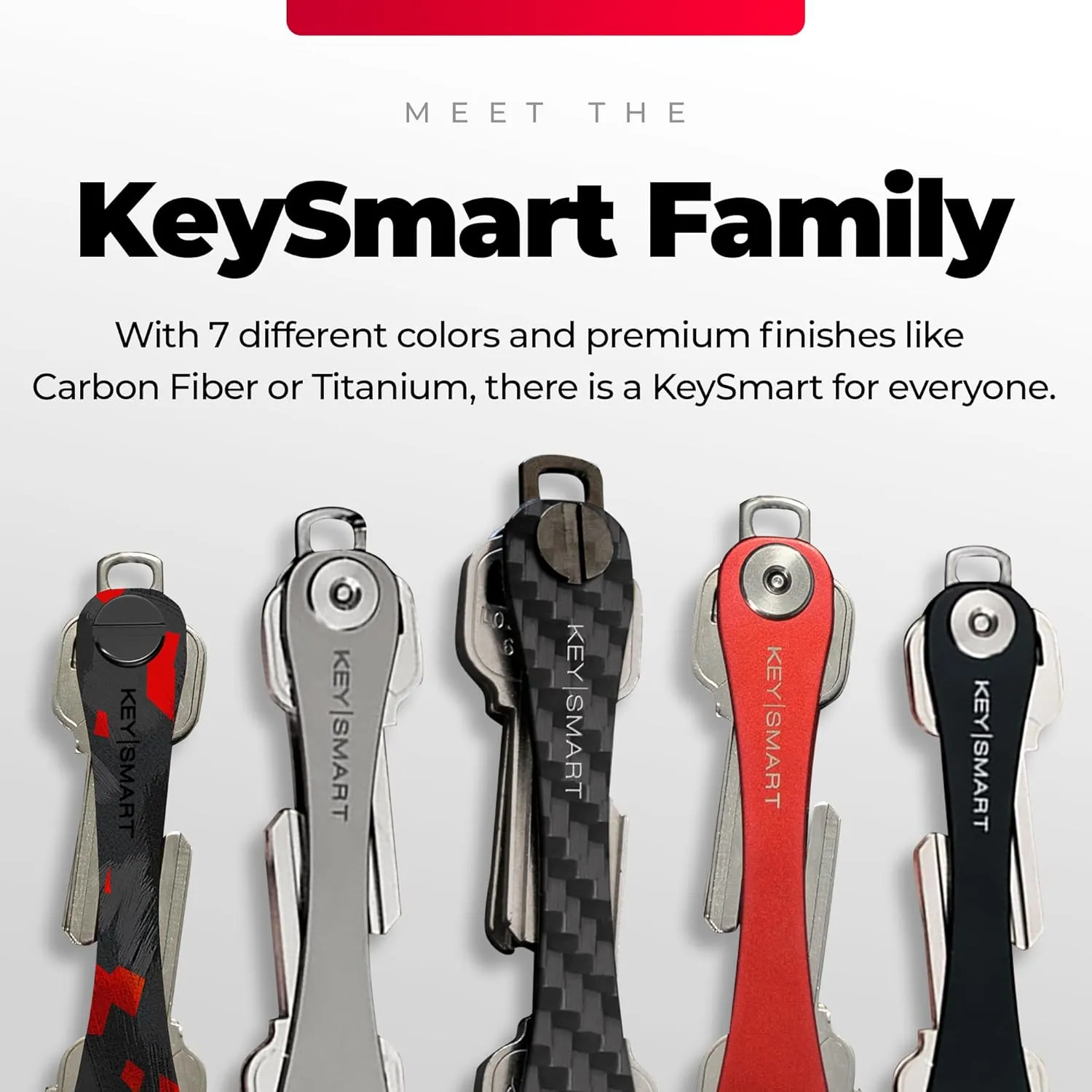 KeySmart Key Holder for Keychain Key Ring - Compact Key Organizer Key Chain Key Case, Minimalist Pocket-Sized EDC Keychain, Loop Piece for Car Fobs, Expandable (up to 8 Keys, Black)