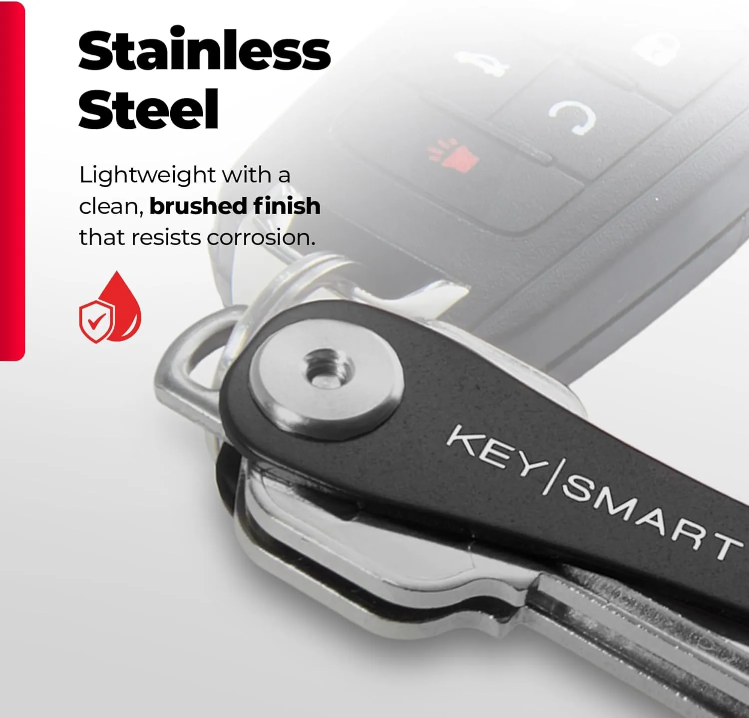 KeySmart Key Holder for Keychain Key Ring - Compact Key Organizer Key Chain Key Case, Minimalist Pocket-Sized EDC Keychain, Loop Piece for Car Fobs, Expandable (up to 8 Keys, Black)