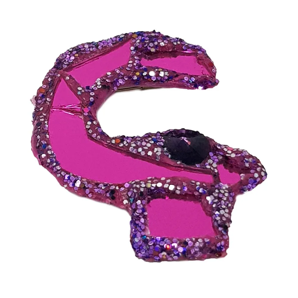 LETTER G -  PURPLE BROOCH
