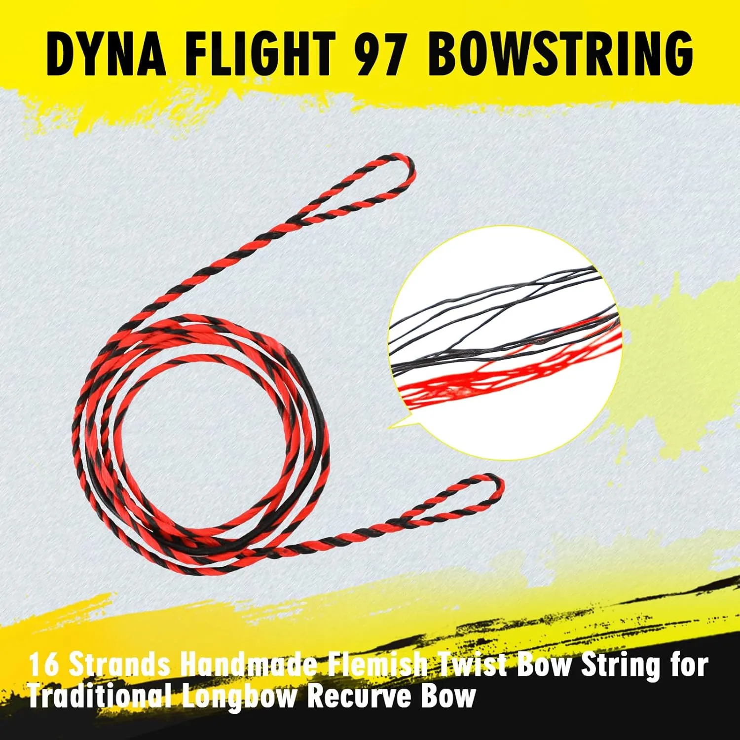 LWANO D97 Flemish Twist Bow String Handmade Fast Flight Bow String 16 Strands 54-70in Replacement Bowstring for Traditional Longbow Recurve Bow