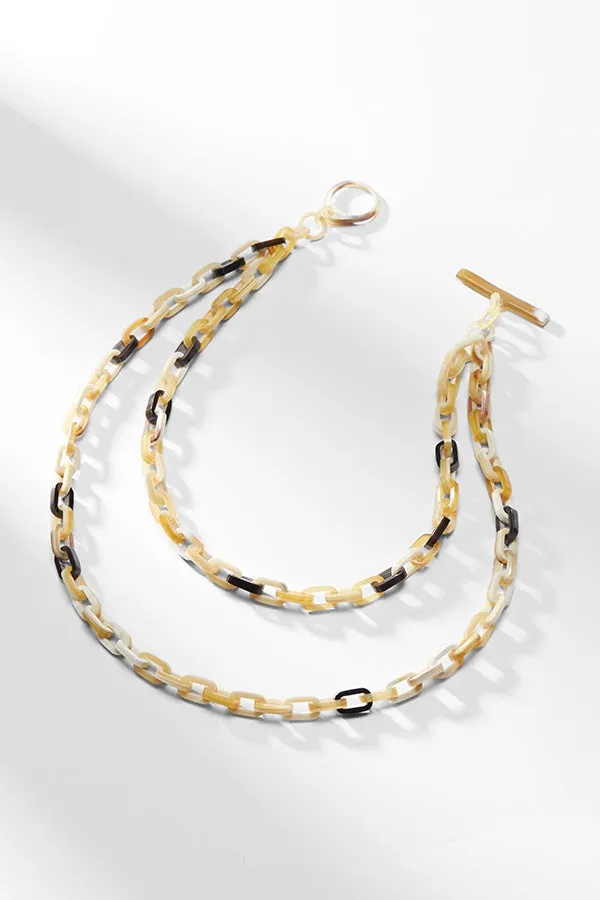 Mabel Necklace :: Brown / White
