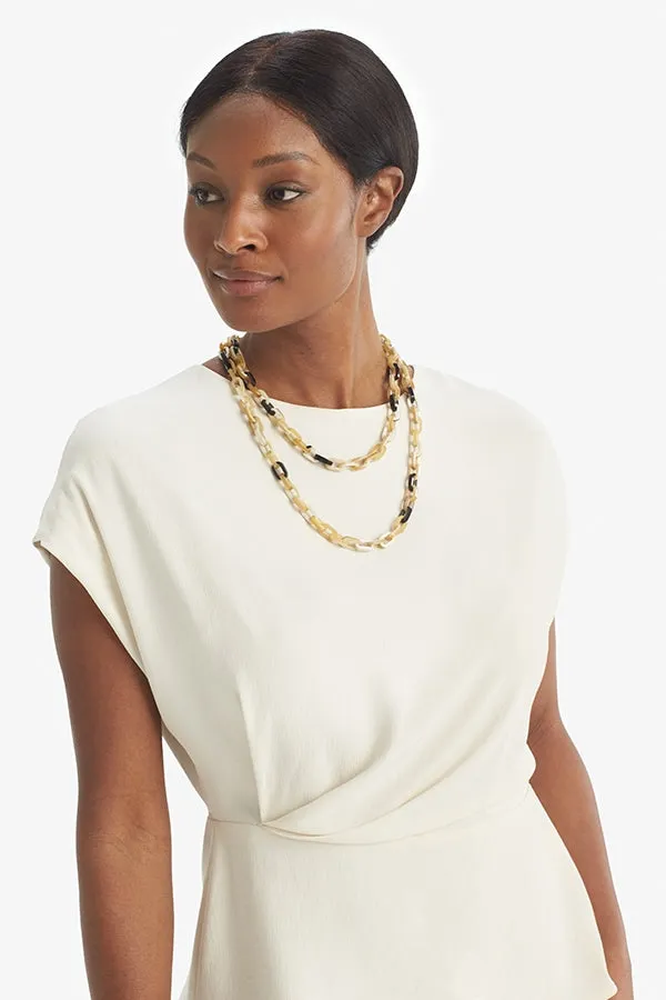 Mabel Necklace :: Brown / White