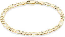 Miabella Solid 18K Gold Over Sterling Silver Italian 5mm Diamond-Cut Figaro Chain Bracelet for Women Men, 925 Made in Italy