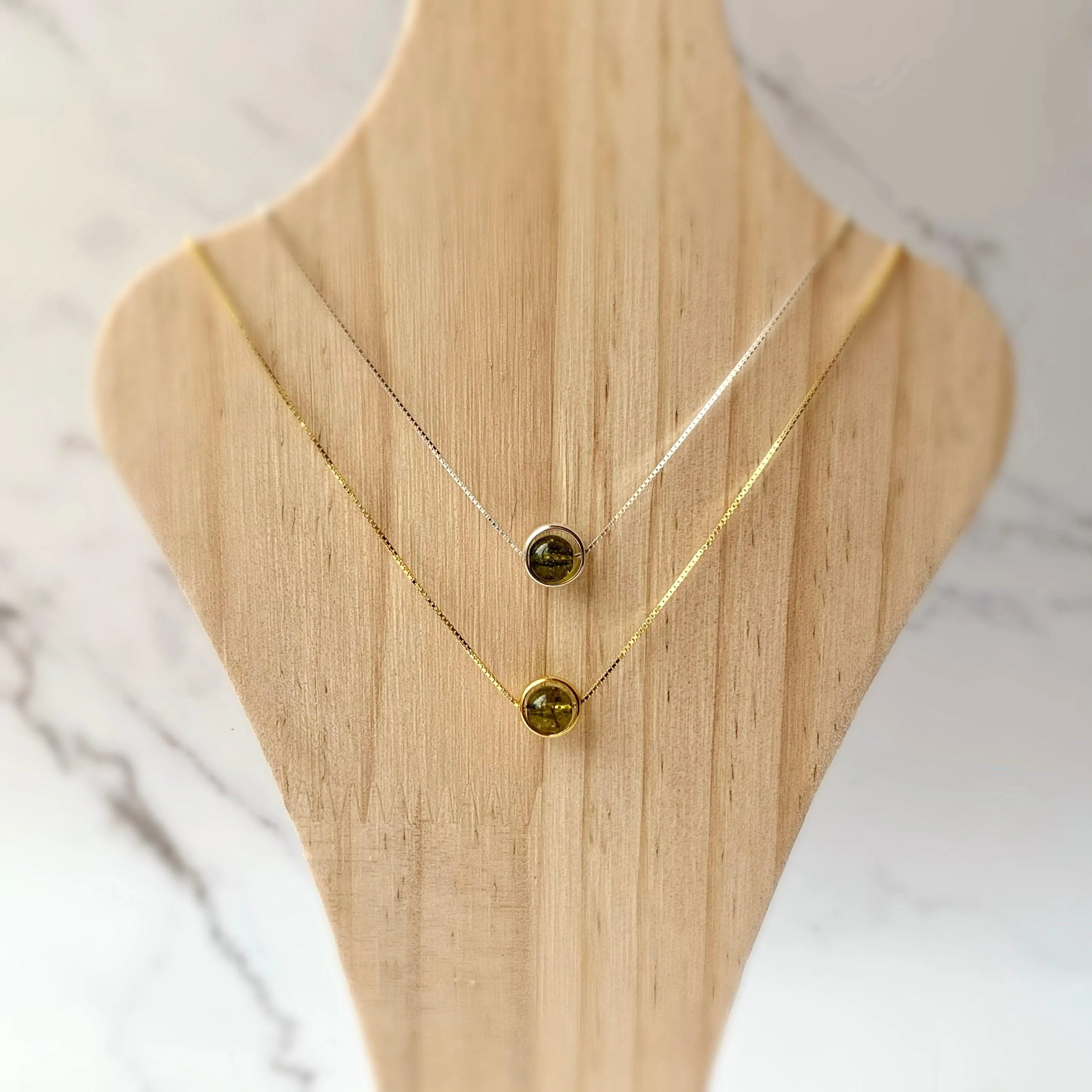 Minimalist Sterling Silver Gemstone Necklace